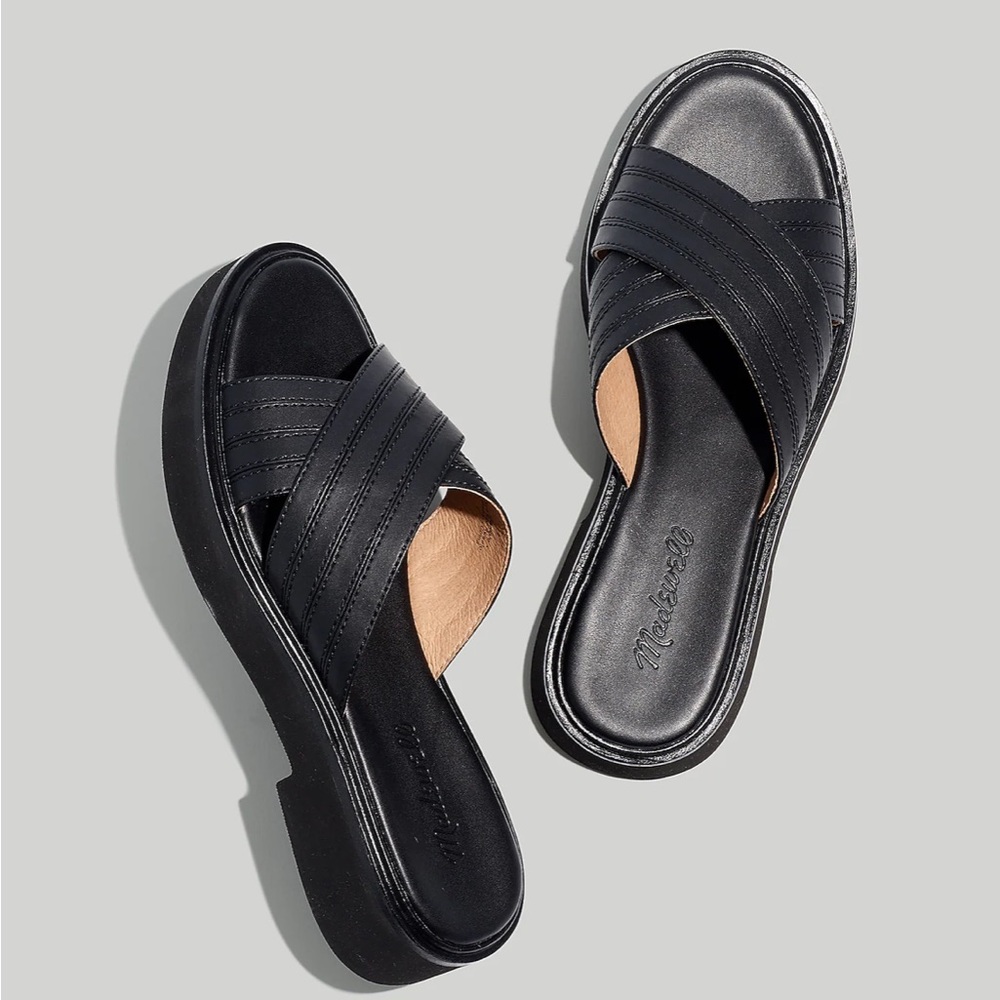 New Madewell The Alina Platform Sandal in Black Size 7.5